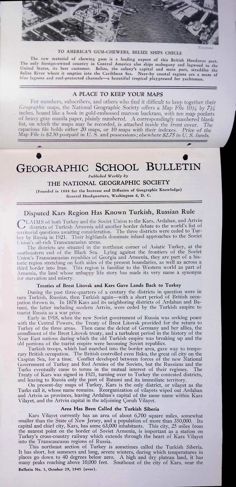 1945 National Geographic School Bulletin Vol XXIV No 5 Korea Turkey Japan WWII