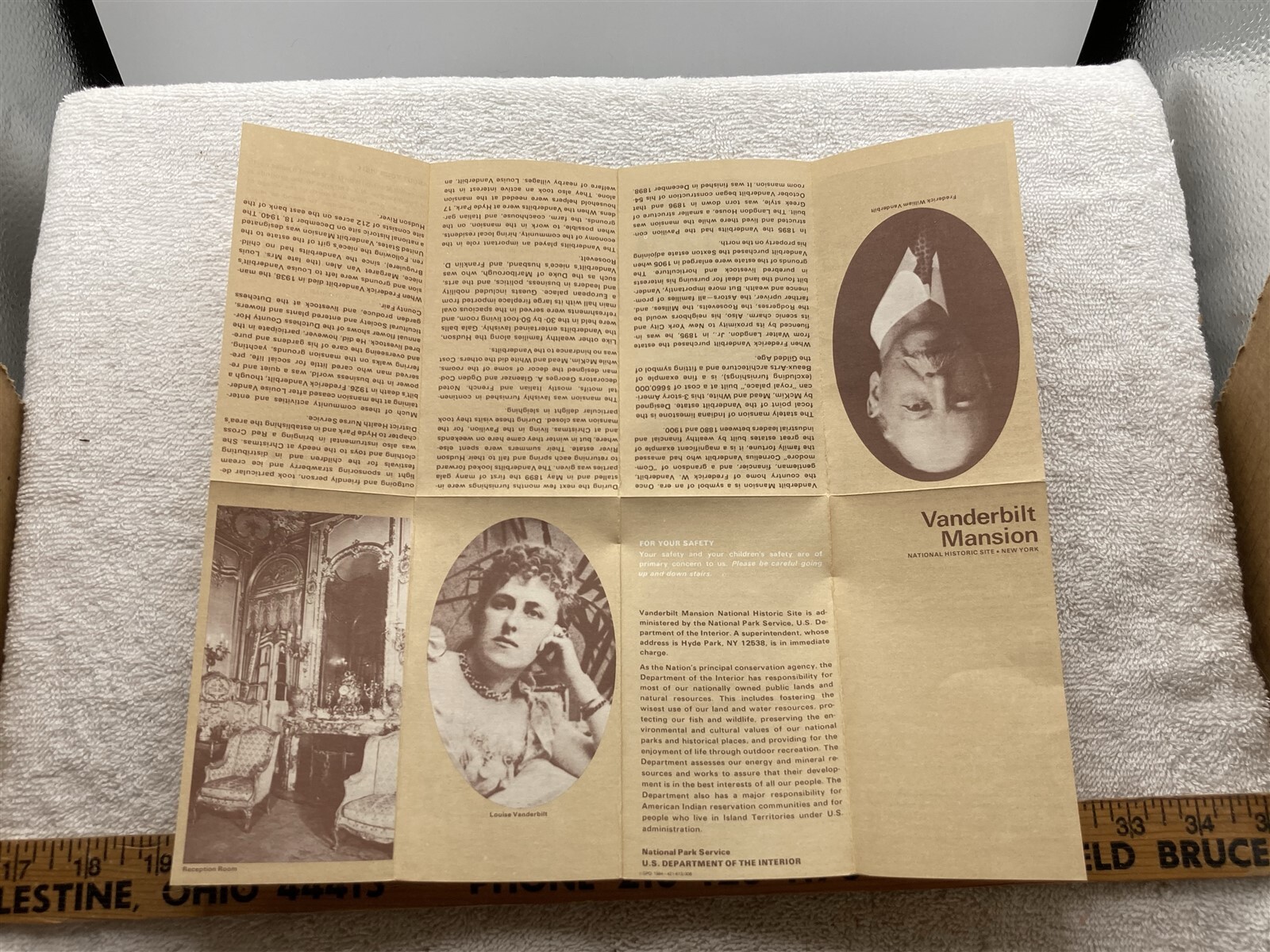 1970s 1980s Vanderbilt Mansion NY National Park Service Brochure Yellow Vtg