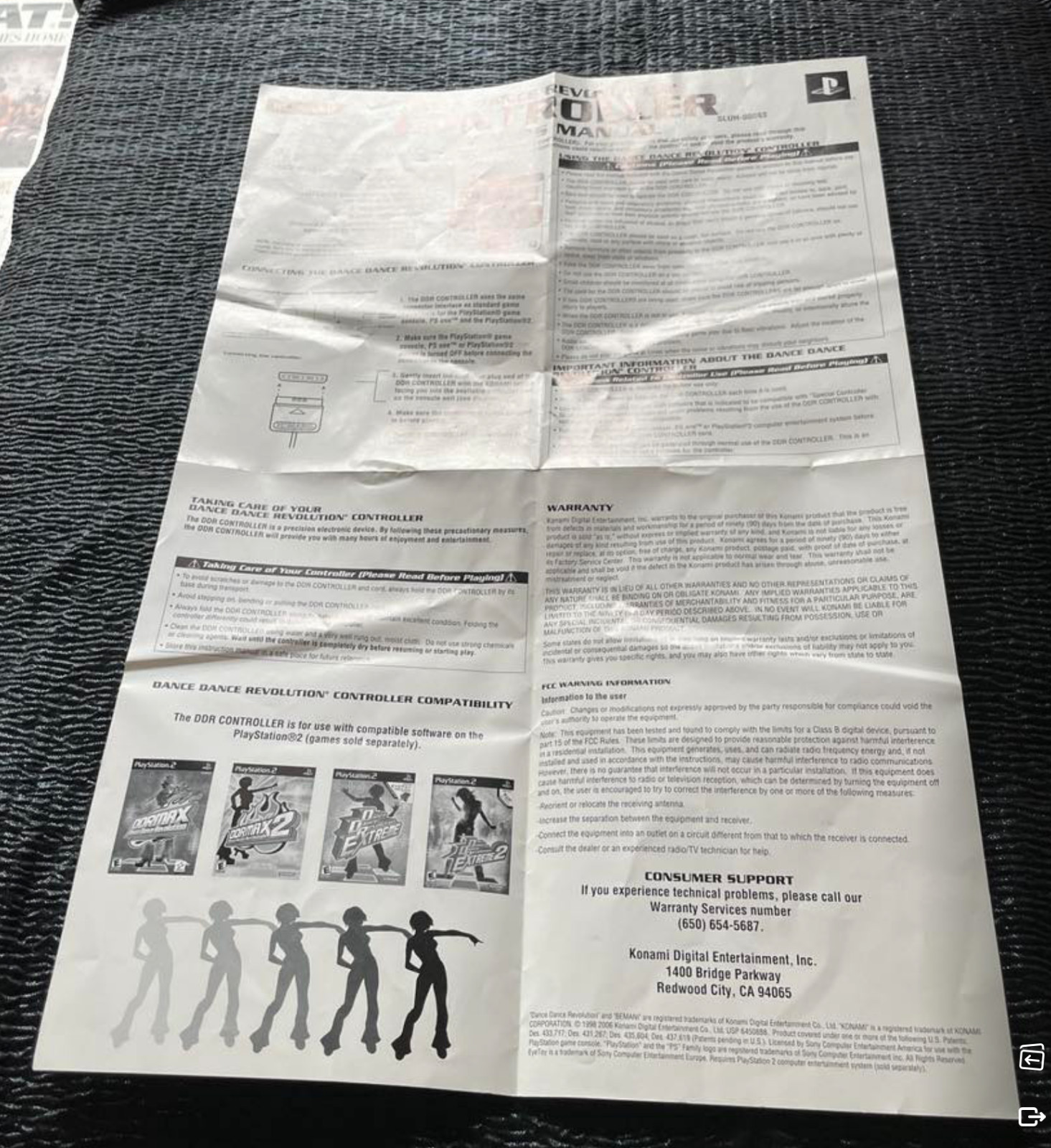 Owner’s Manual For Konami Dance Dance Revolution Controller SLUH-00083 2006