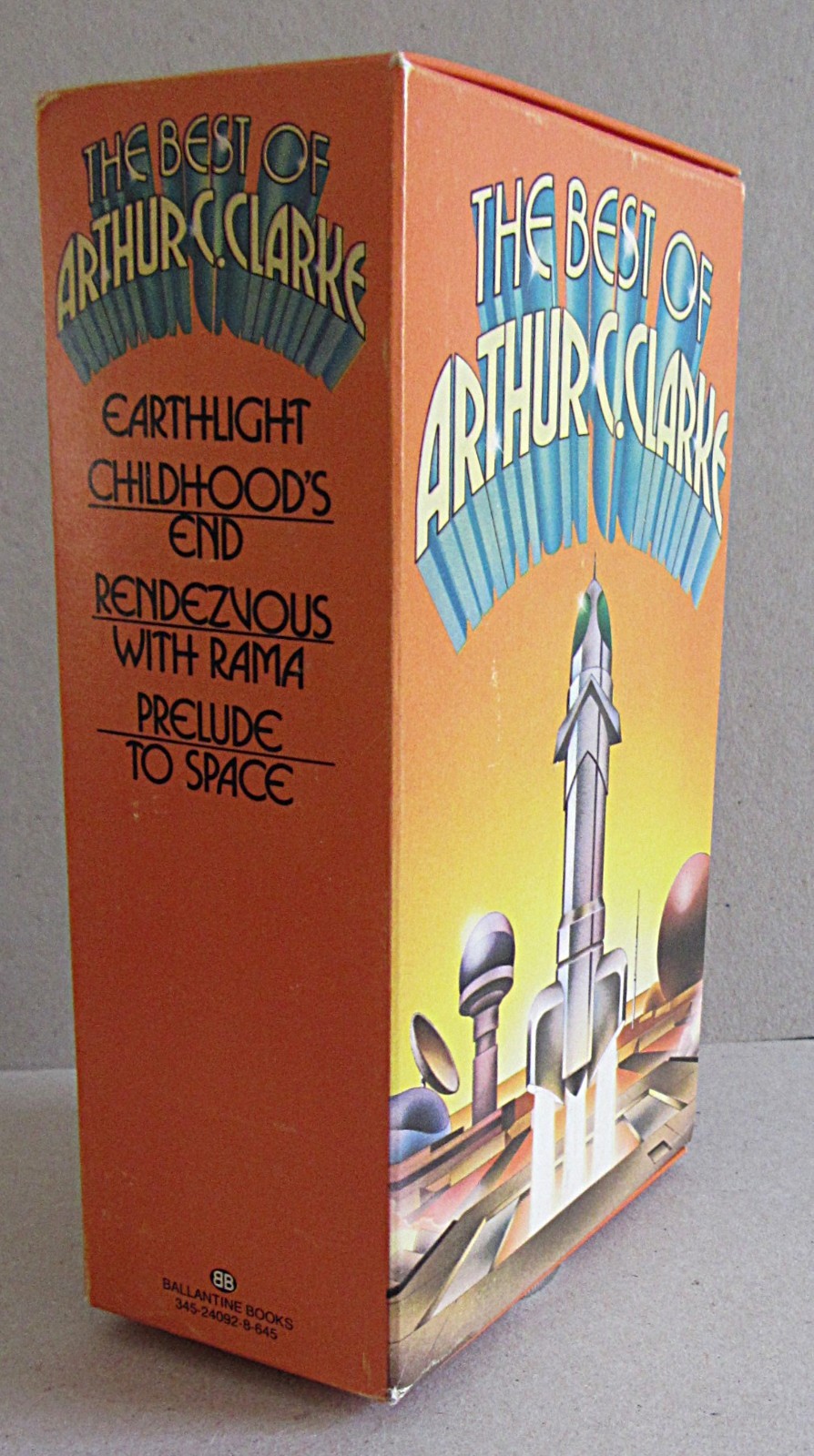 SLIP CASE/BOX~THE BEST OF ARTHUR C. CLARKE~4 PAPERBACK VOLUMES~DEL REY~MID 1970s