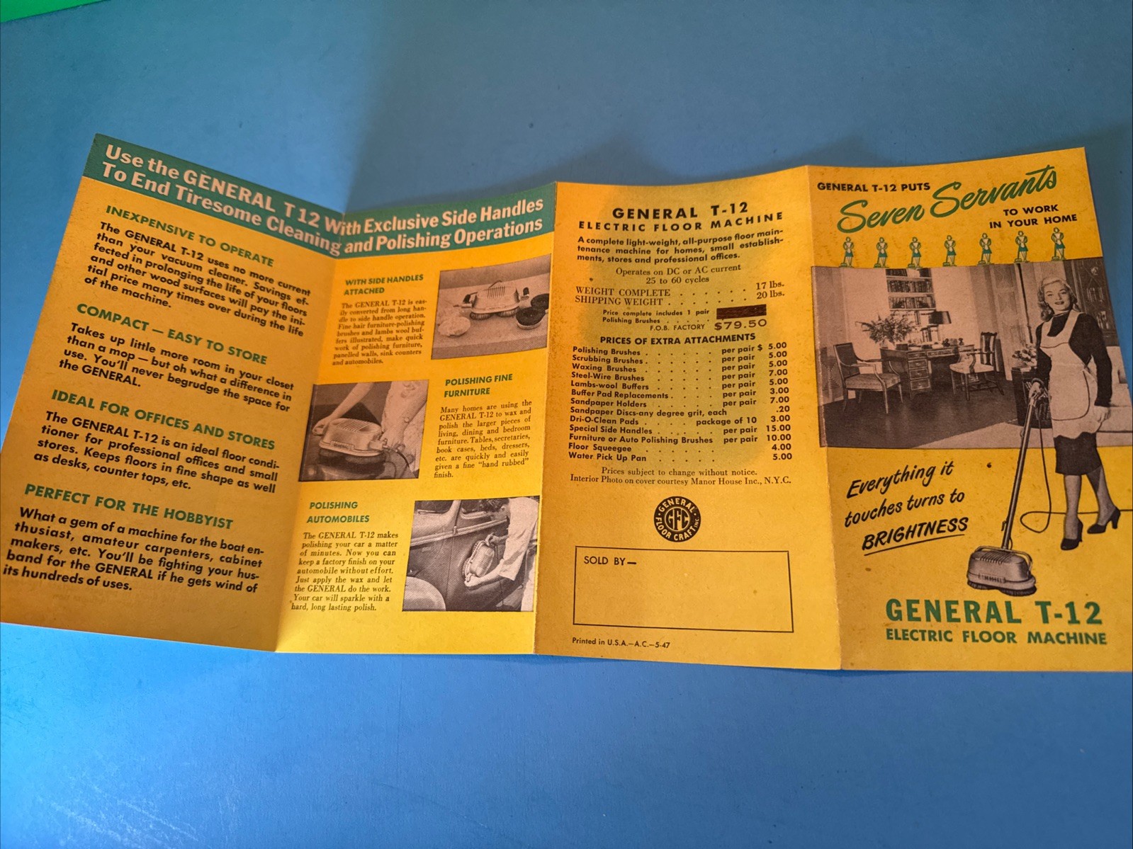 1947 General Floor Craft T-12 Brochure, Electric Floor Waxer Polisher Dual Head