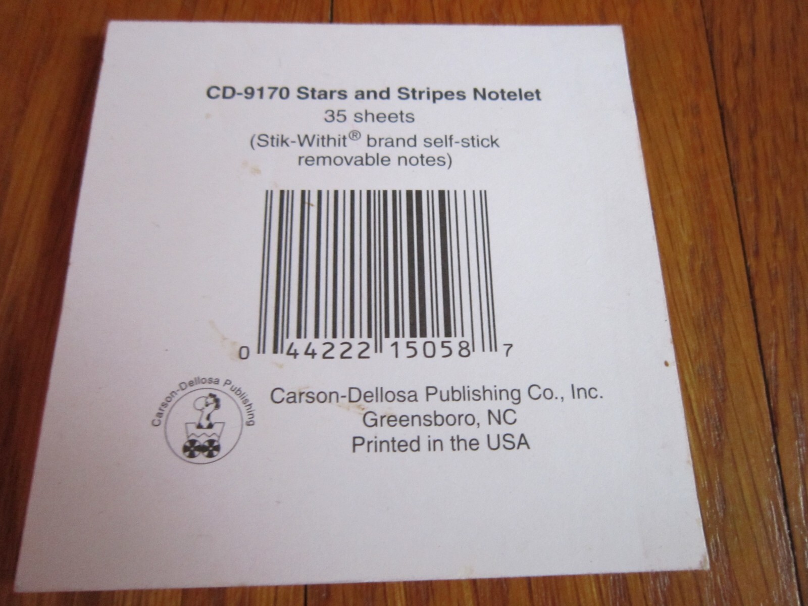 Carson Dellosa Stik-Withit Notelet Sticky Notes Patriotic Red White Blue Paper