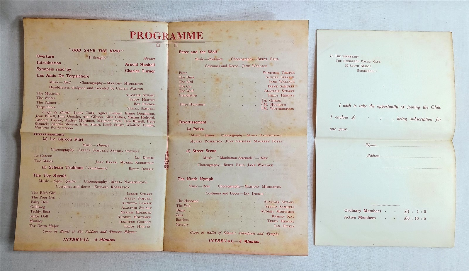 Vintage Paper Lot Edinburgh Ballet Club Tickets Program Empire Programme