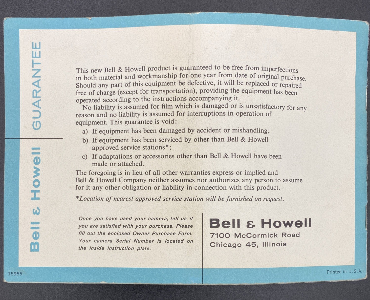 Bell & Howell Director Series 8mm Movie Camera Model 424 424P Manual