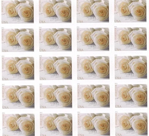 USPS 100 FOREVER STAMPS 5 SHEETS White Rose Wedding Invitations