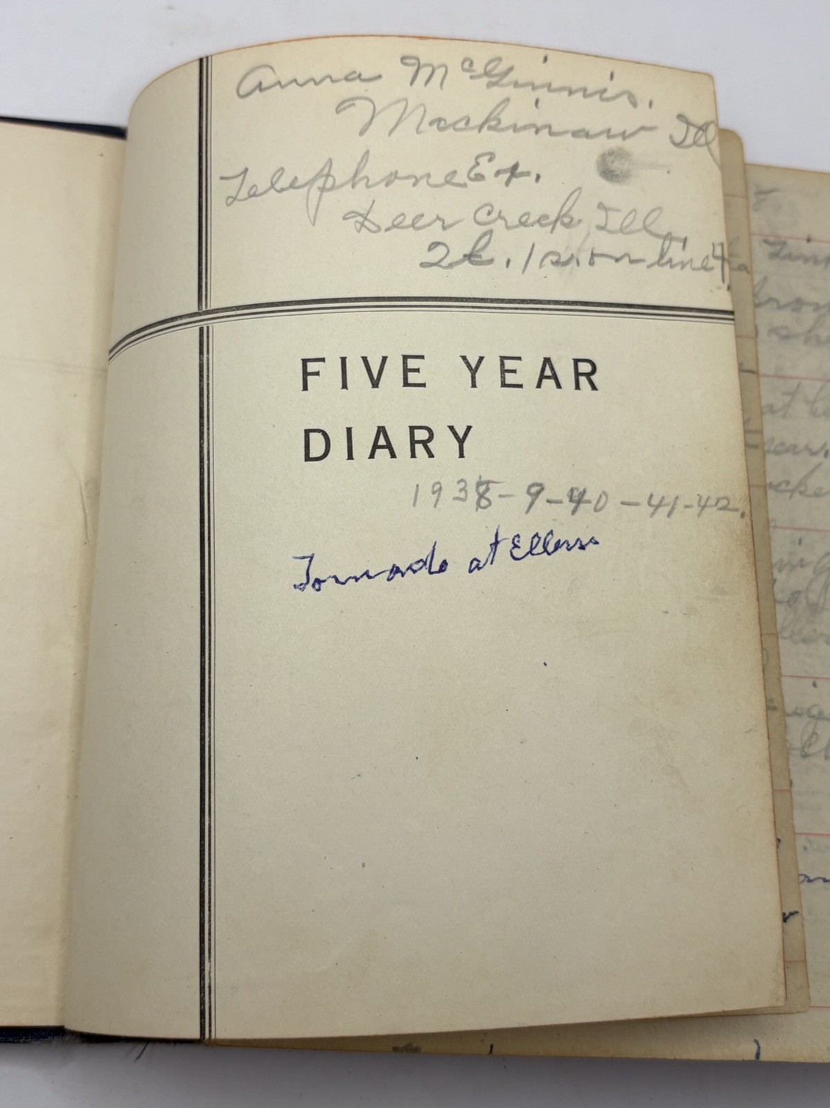 Vintage Embossed Five Year Diary 1938 – 1942 Full of Writing Made In Japan