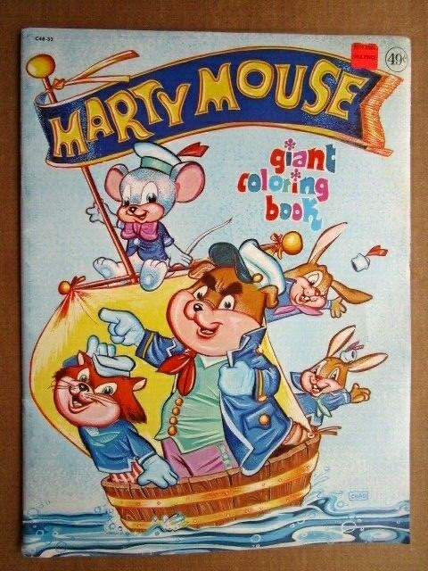 Playmore Inc. MARTY MOUSE Giant Coloring Book Playmore – Unused ~ A16