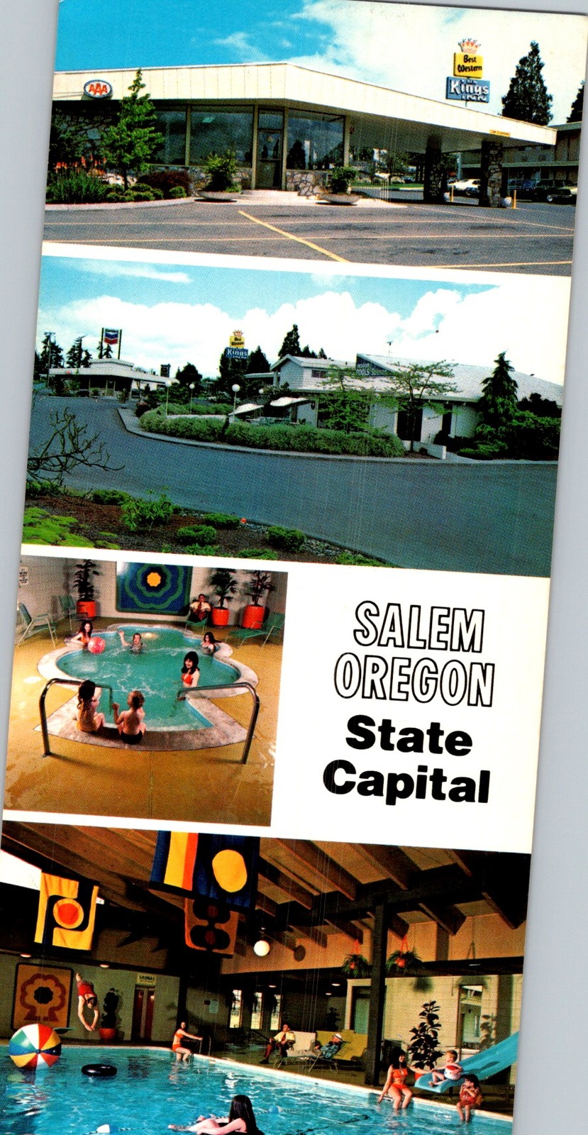 New Kings Inn Salem OR 1970s Rack Card Postcard Best Western I-5 Motel