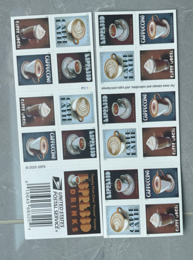 100 Total 2021USA #5569-5572 a Forever Espresso Drinks – 5 Sheets Mint coffee