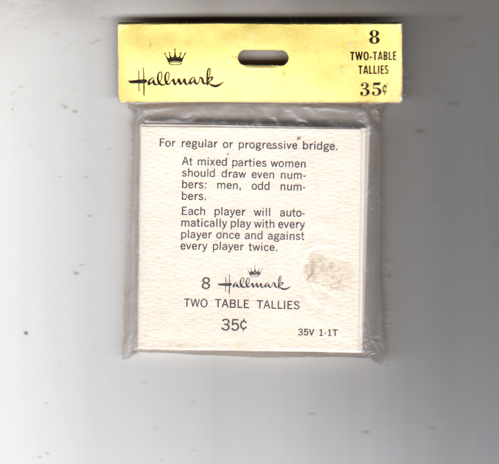 Hallmark Tally Tallies Valentine Sealed Package of 8 Two Table Bridge