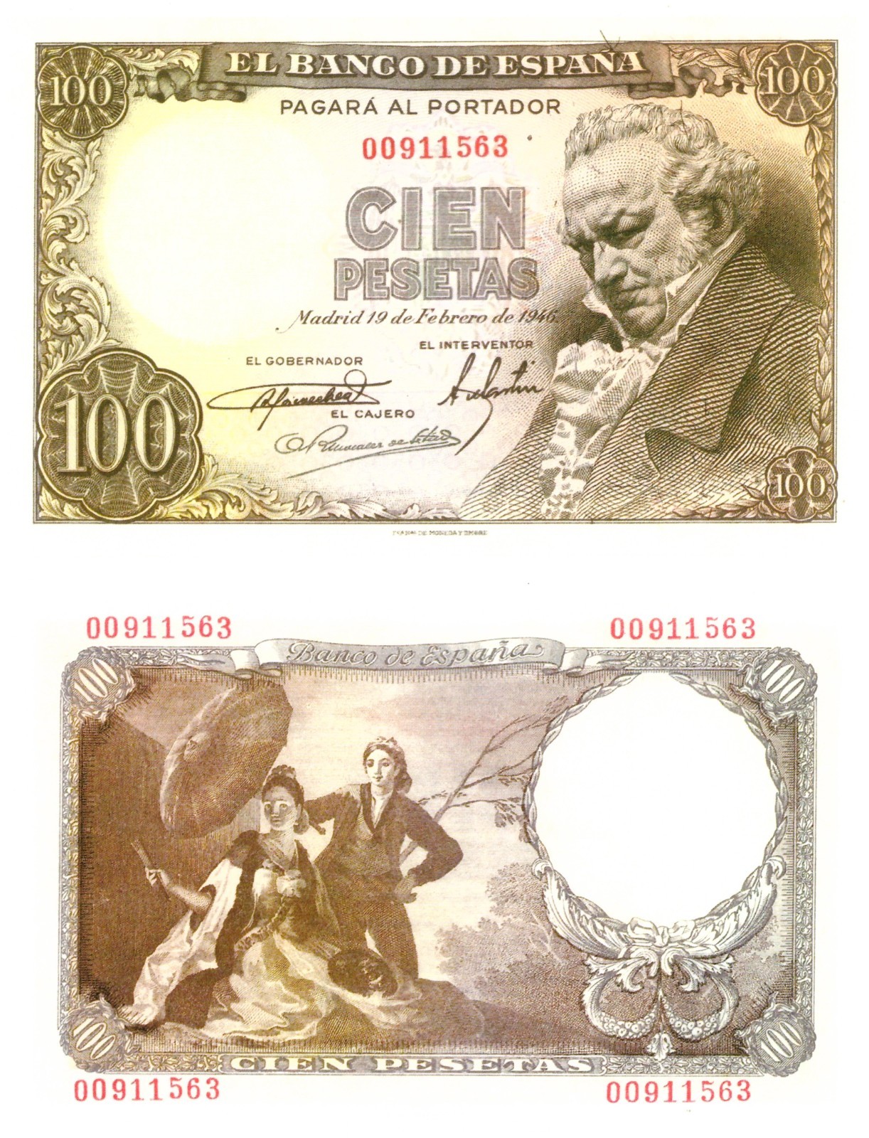 u Reproduction Note Spain 100 Pesetas 1946 Pick #131 4691R