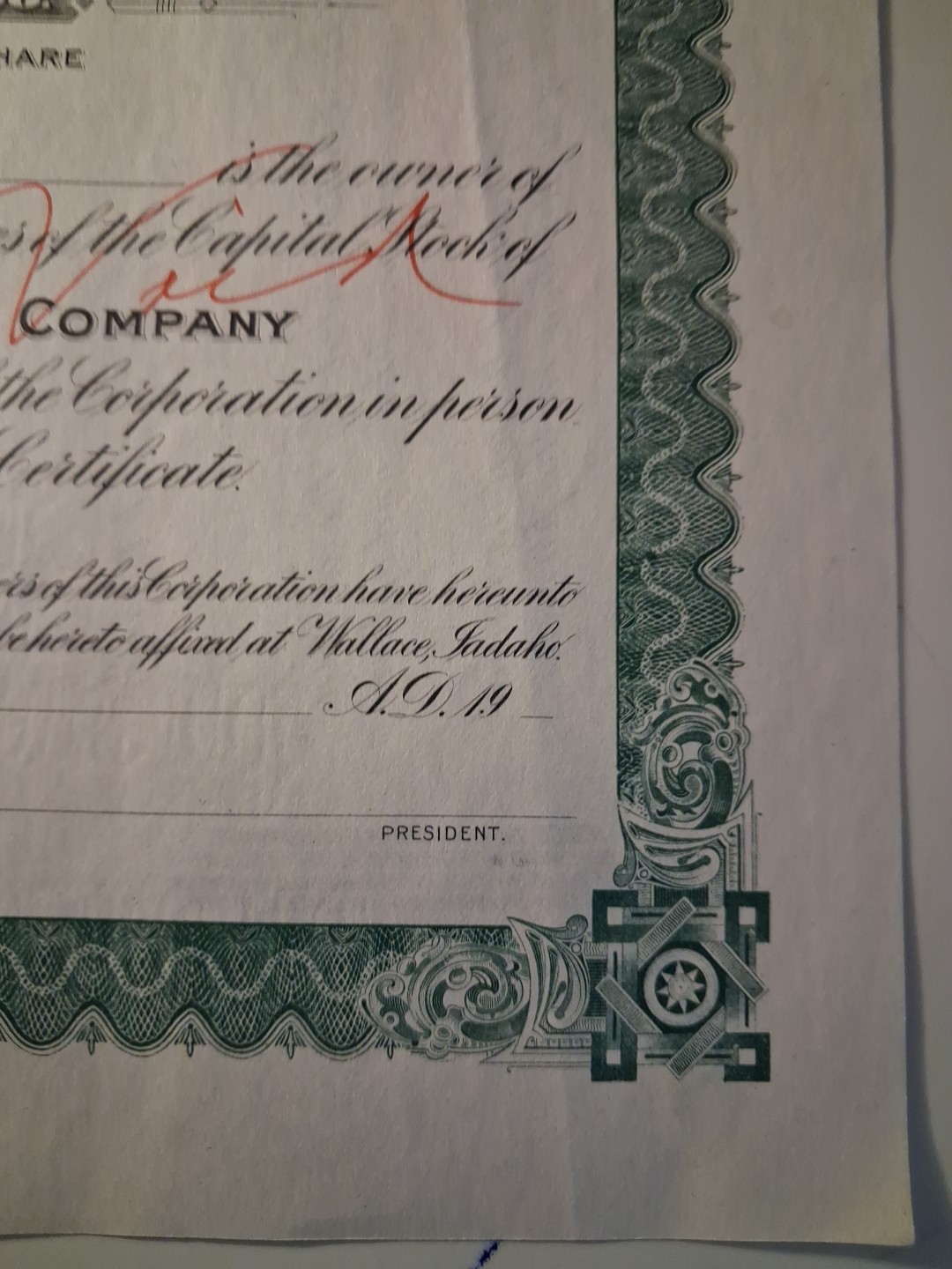 ORIGINAL 1900’s WONDER DAYBREAK MINING CO GOLDFIELD NEVADA STOCK CERTIFICATE Unc