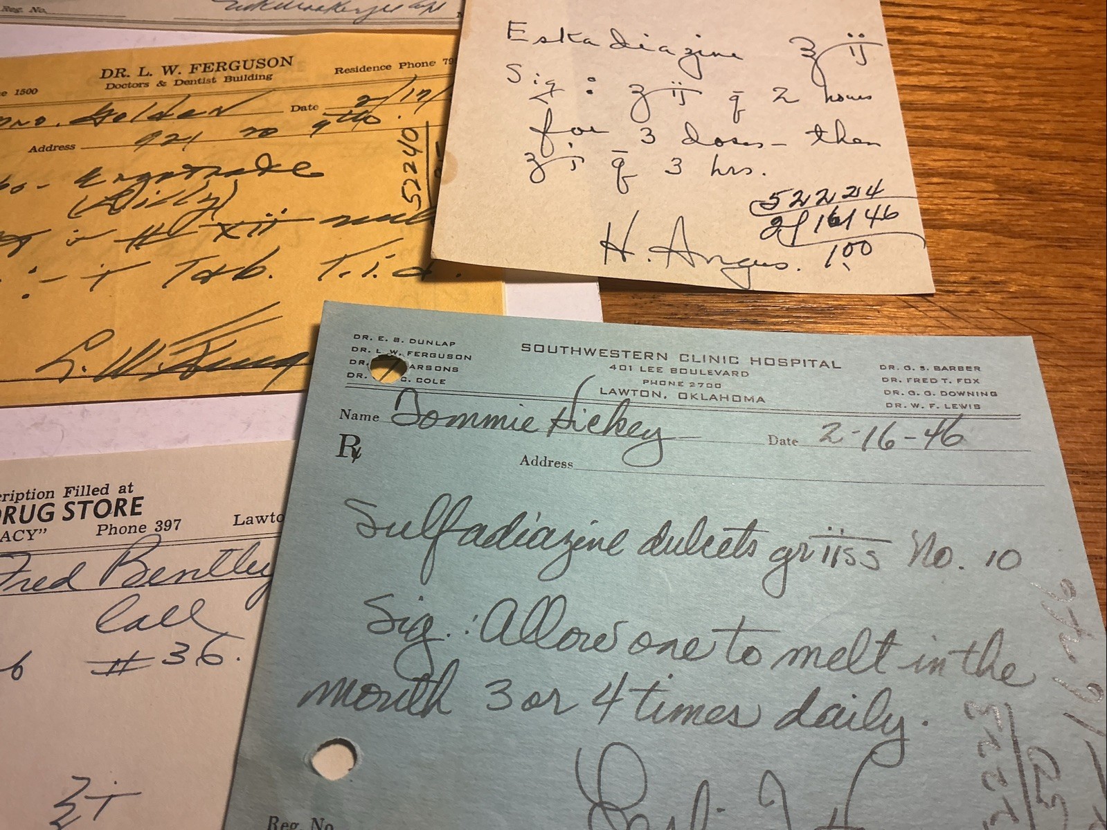 Vintage 1940’s Prescriptions Lawton, Oklahoma