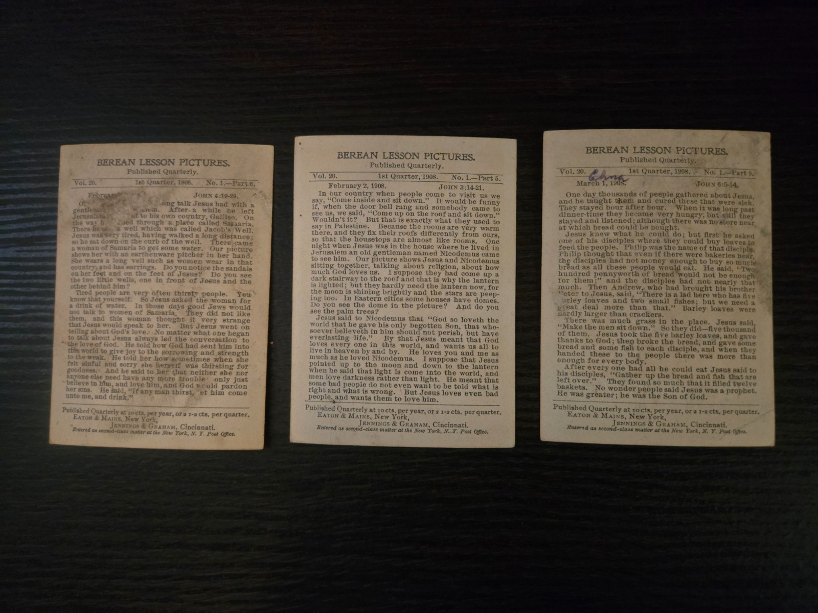 Antique Berean Lesson Pictures Lot 14 Bible Cards 1908 Religious Lithograph