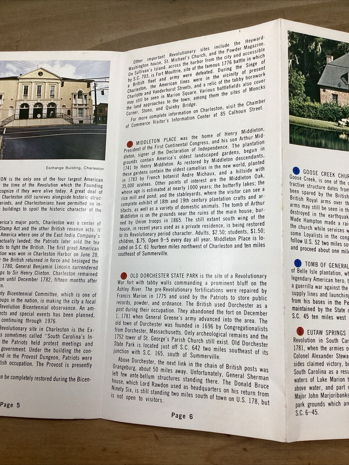 Vintage Major Sites Of The Revolution Brochure In South Carolina B52