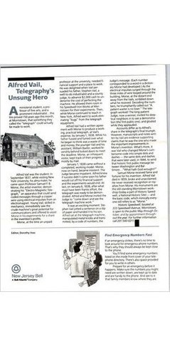 Tel-news Mailer NJ Bell Atlantic Alfred Vail Telegraph History 1988 Paper