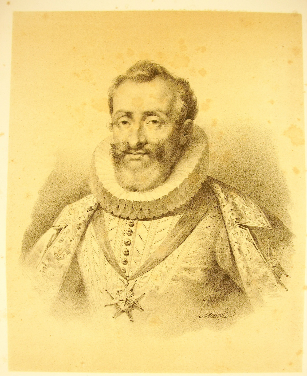 Lithograph by J-B Mauzaisse 19th: Lamoral, Count of Egmont, Prince of Gavre