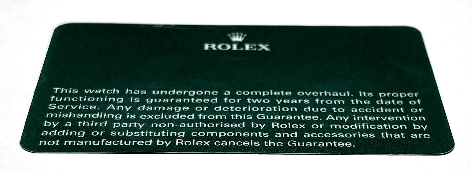 Rolex Submariner 16803 Green International Service Warranty Certificate Cert