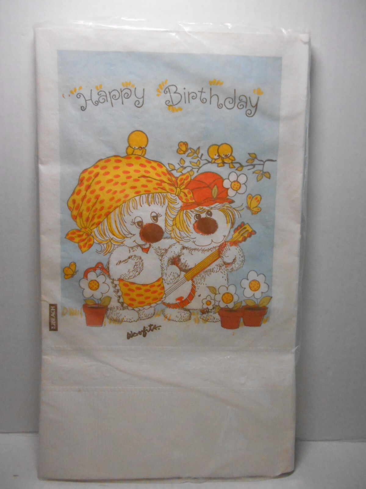 WOOFITS Elton & Angela Cartoon Birthday Party Tablecloth Vintage 1980’s SEALED