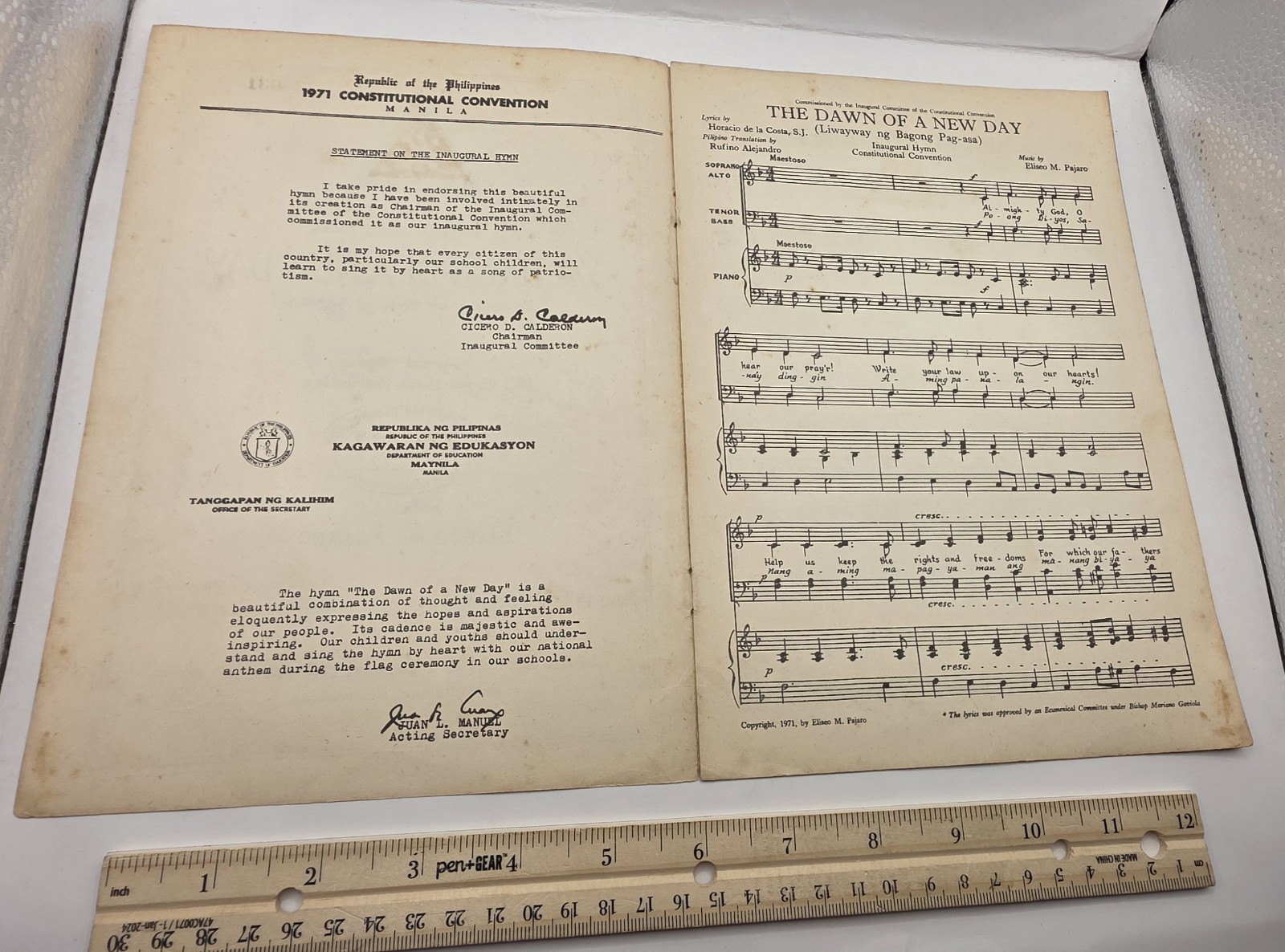 1971 Philippines Constitutional Convention Inaugural Hymn”The Dawn Of A New Day”