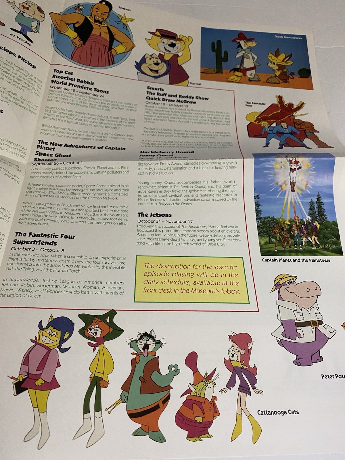 1995 Museum of Television & Radio MT&R Schedule Hanna-Barbera Exhibit Program