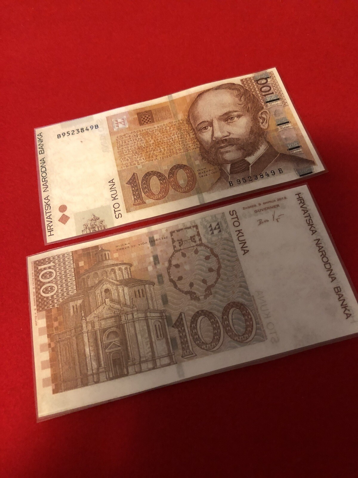 CROATIA KUNA / LAMMINATED HISTORICAL REPLICA SOUVENIR NOTE PRINT