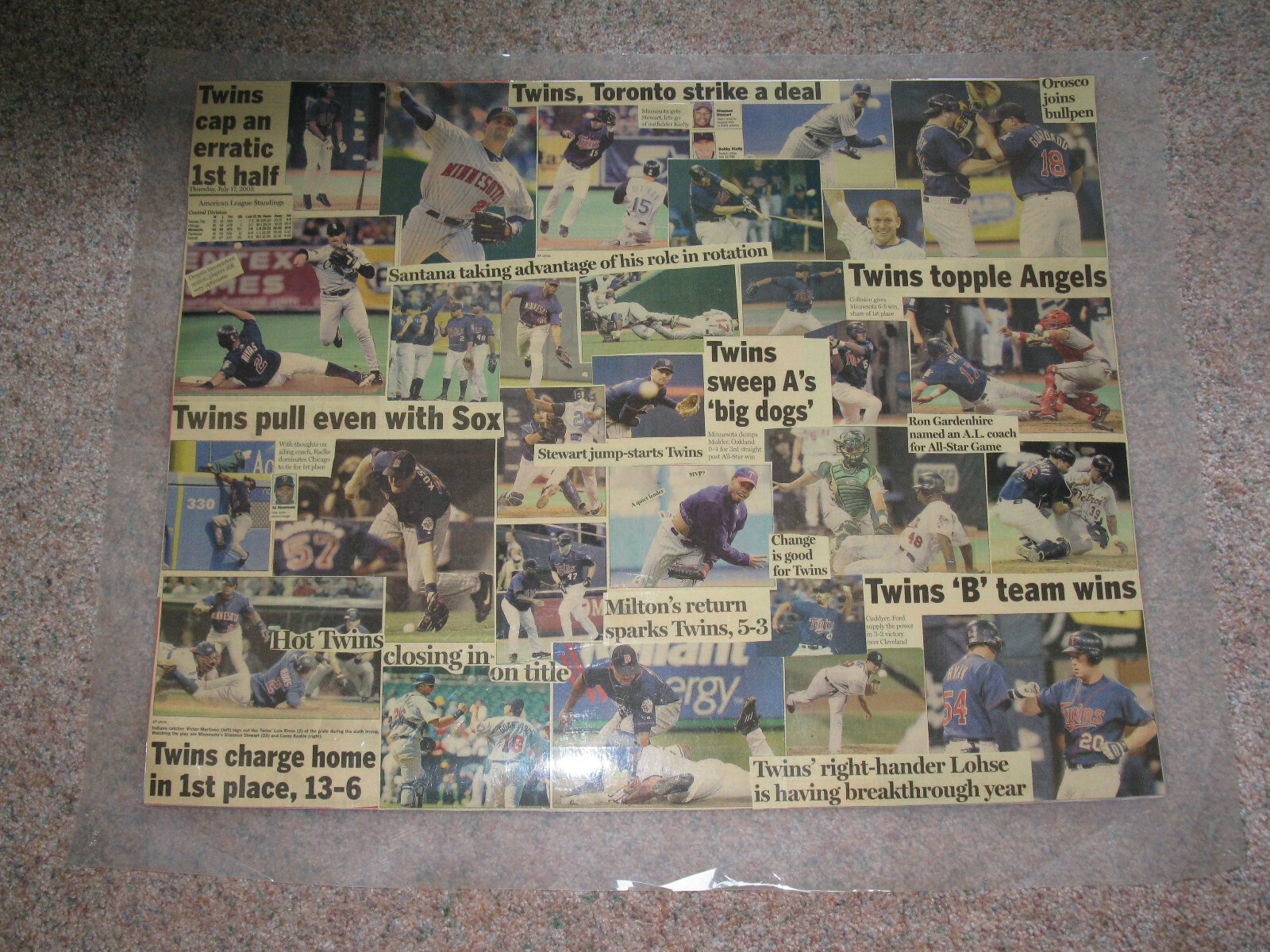 MINNESOTA TWINS NEWSPAPER CLIPPING COLLAGES FROM THE EARLY 2000’S