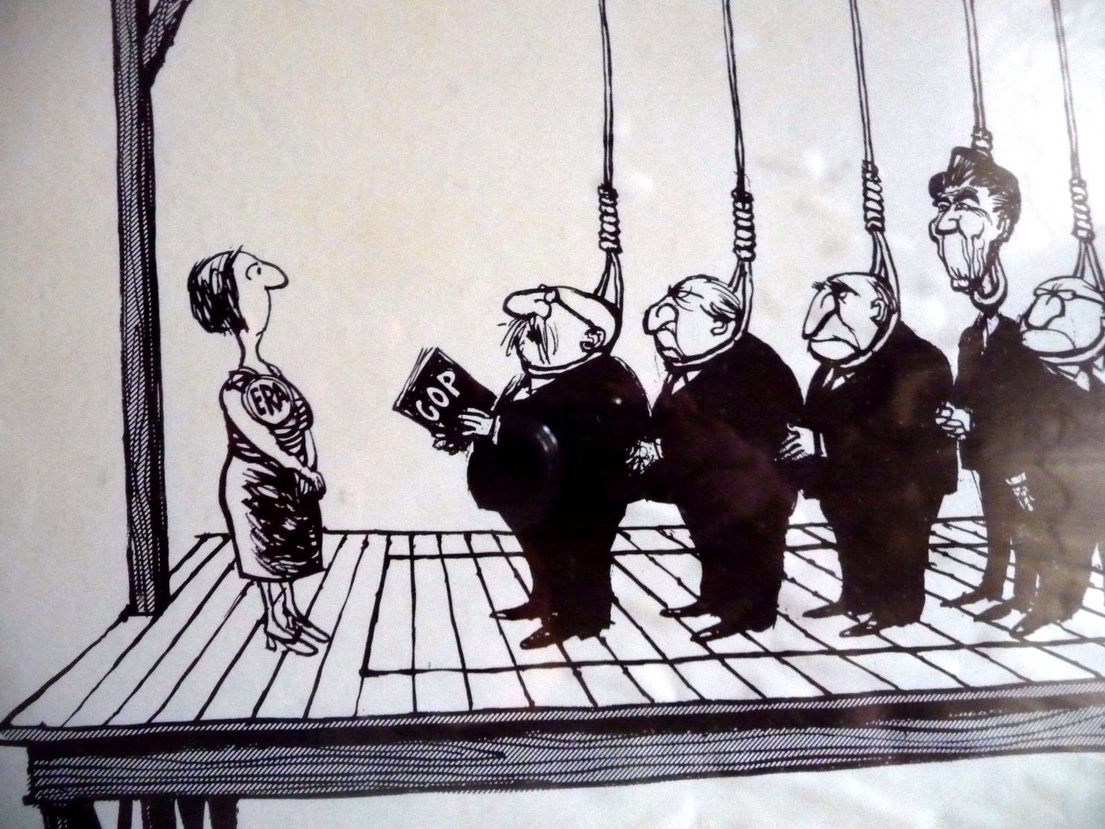 FRAMED EDITORIAL POLITICAL CARTOON BY PAT OLIPHANT REAGAN INSCRIBED SIGNED 1980