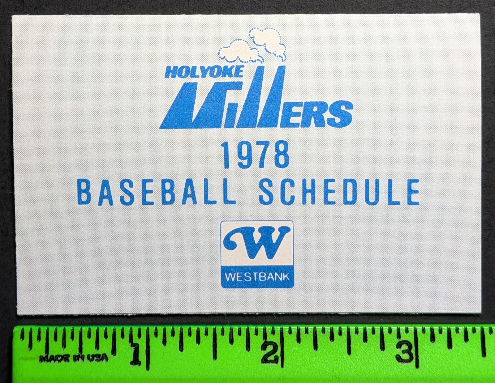 Holyoke Millers 1978 Foldout Baseball Pocket Schedule