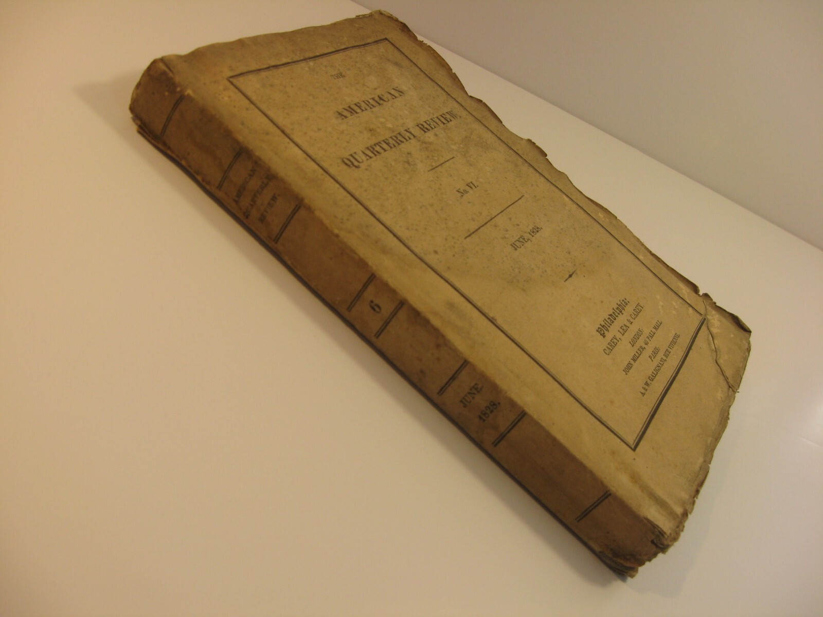 1828 The American Quarterly Review June No. VI Philadelphia