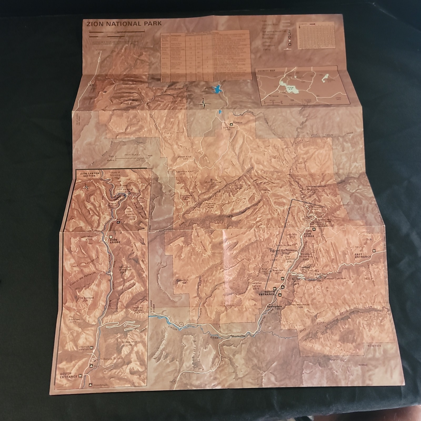 Vintage c1974 Zion, Bryce Canyon, North Rim Grand Canyon Detail Maps Lot Of 3