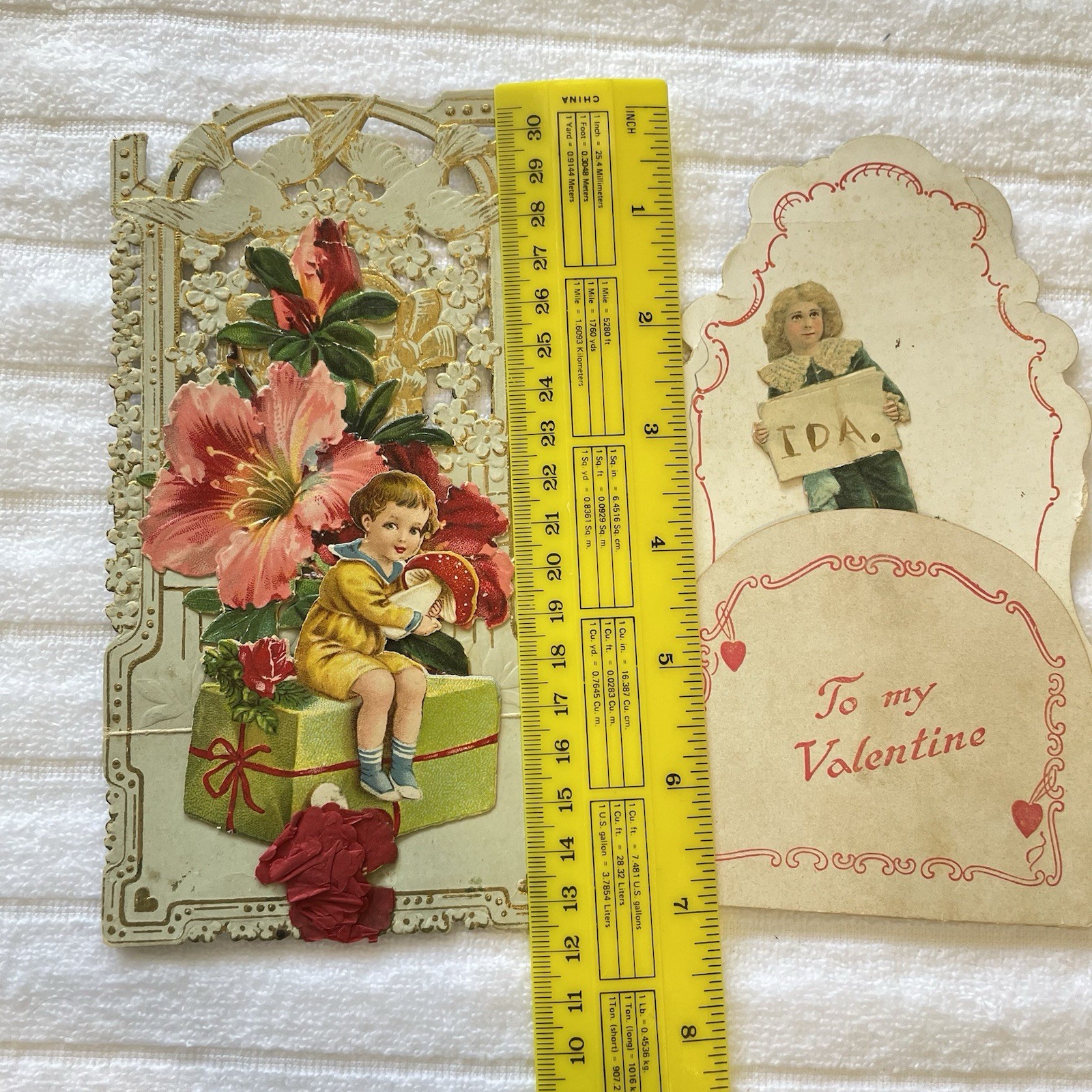 Vintage Embossed German Heart Flowers Love Scrap Die Cut Lot Paper Valentine