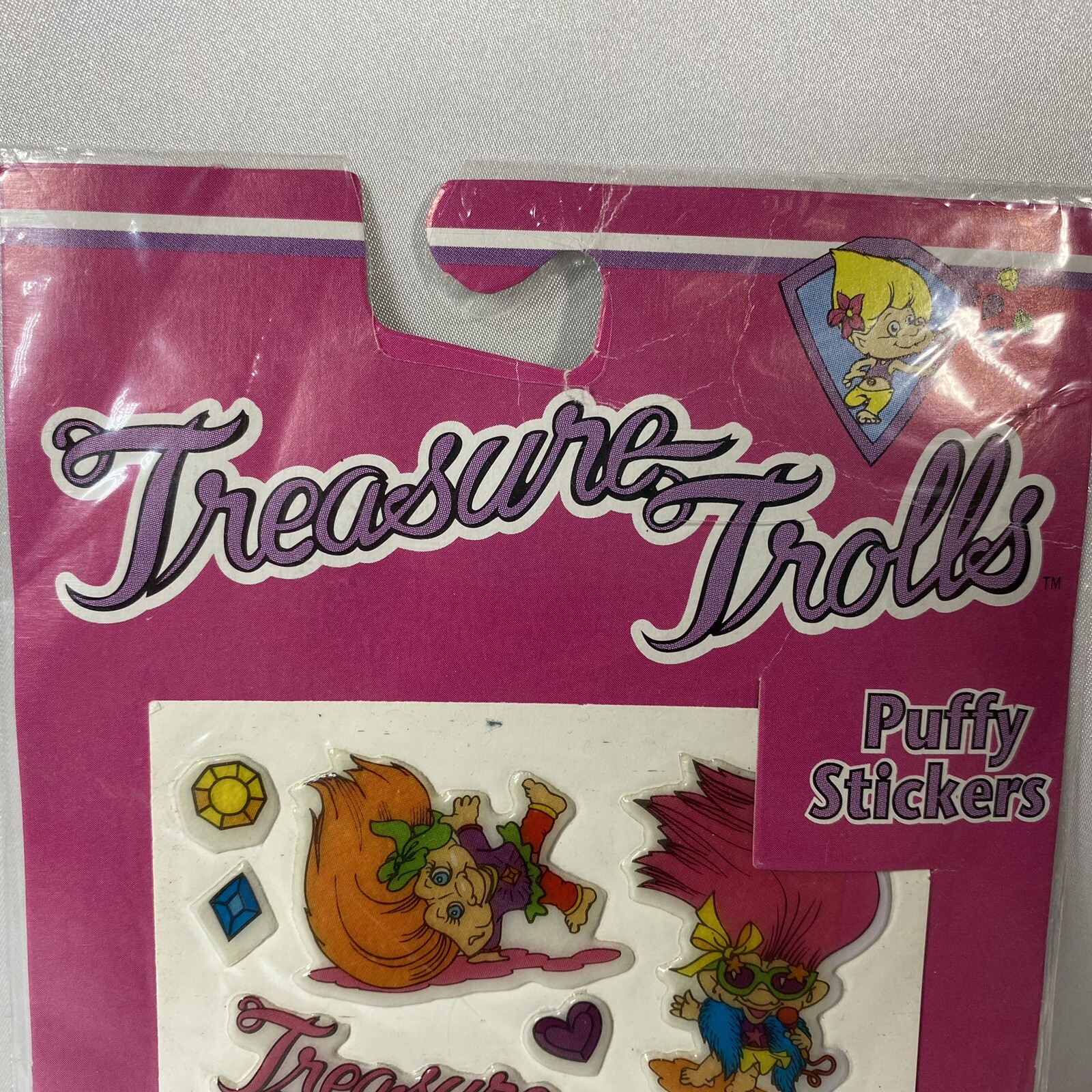 Vintage Treasure Trolls Puffy Stickers 4×6 Sheet 1992 NOS Sealed Package NEW