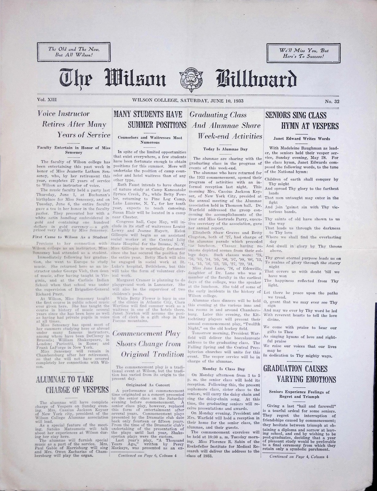 1900s Collegian page six student newspaper vintage letterpress typography