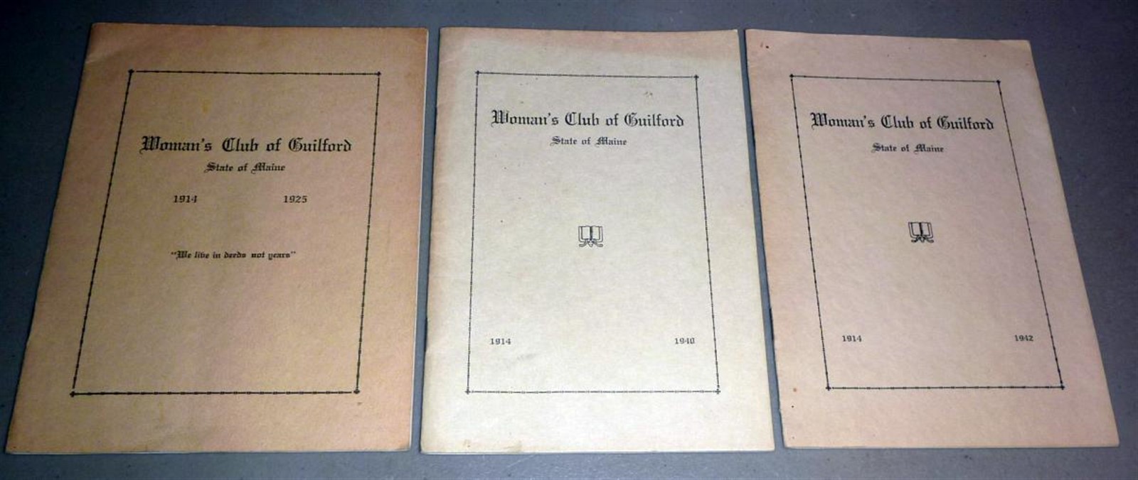 Woman’s Club of Guilford, Maine (3) Annual Club Programs 1925, 1940, 1942