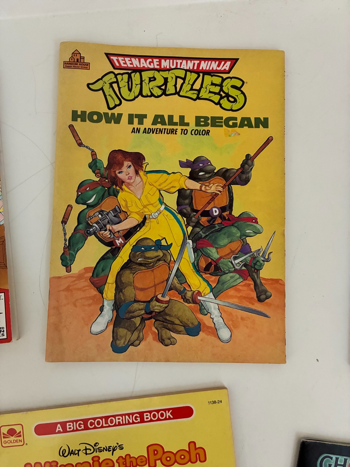 Unused 1980s-1990s Coloring & Kids Book Lot (TMNT, Batman, GI Joe, WWF)