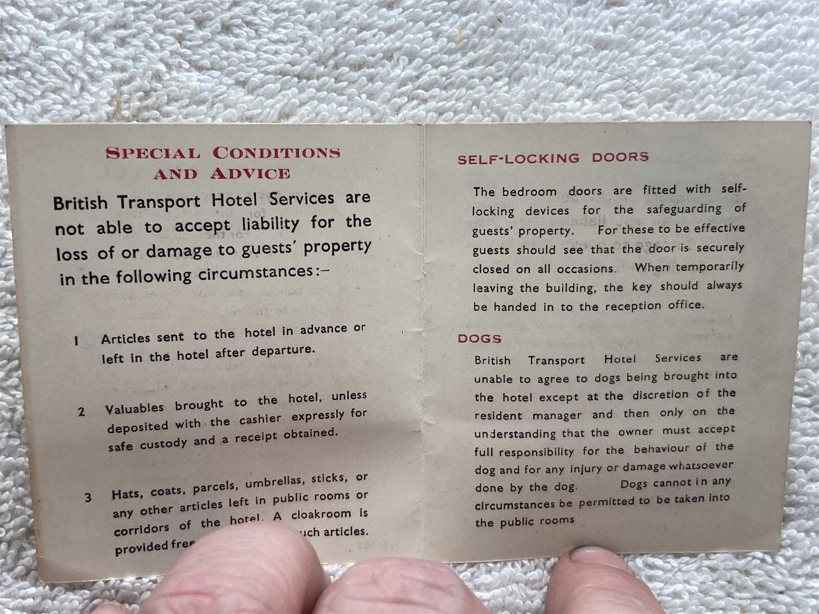 1950’s Caledonian Hotel Edinburgh Room Ticket United Kingdom Vtg