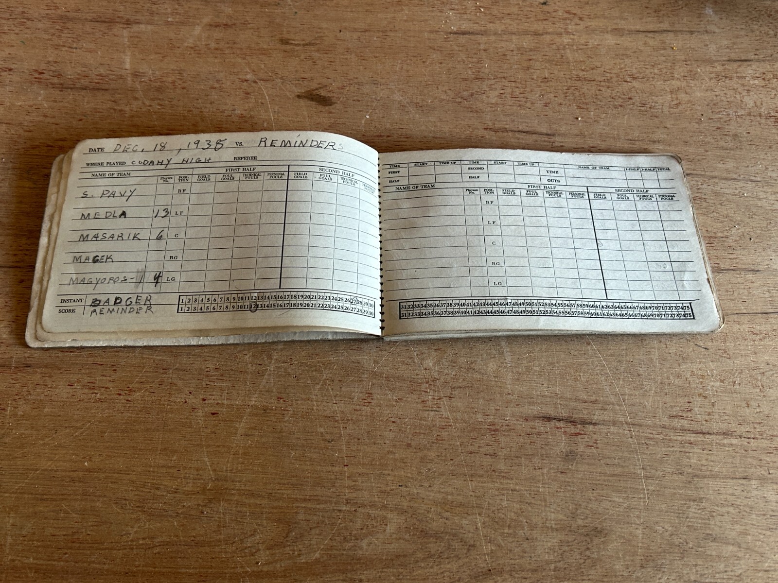 Gold Smith Official Basketball Score Book 1938-39 Badger Paints Cudahy Vtg Ads