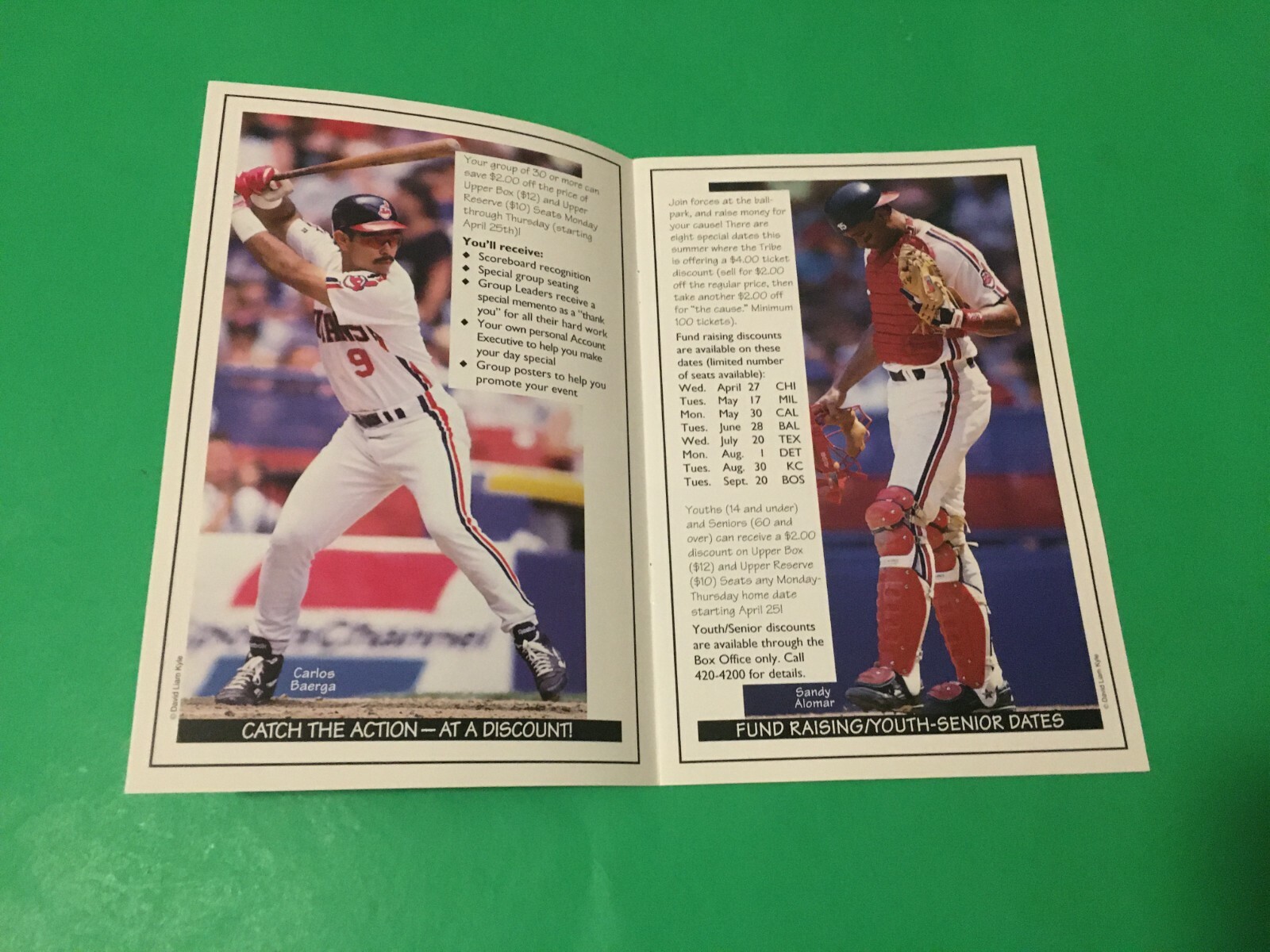 CLEVELAND INDIANS 1994 INAUGURAL YEAR JACOB’S FIELD PAMPHLET BELLE BAERGA ALOMAR