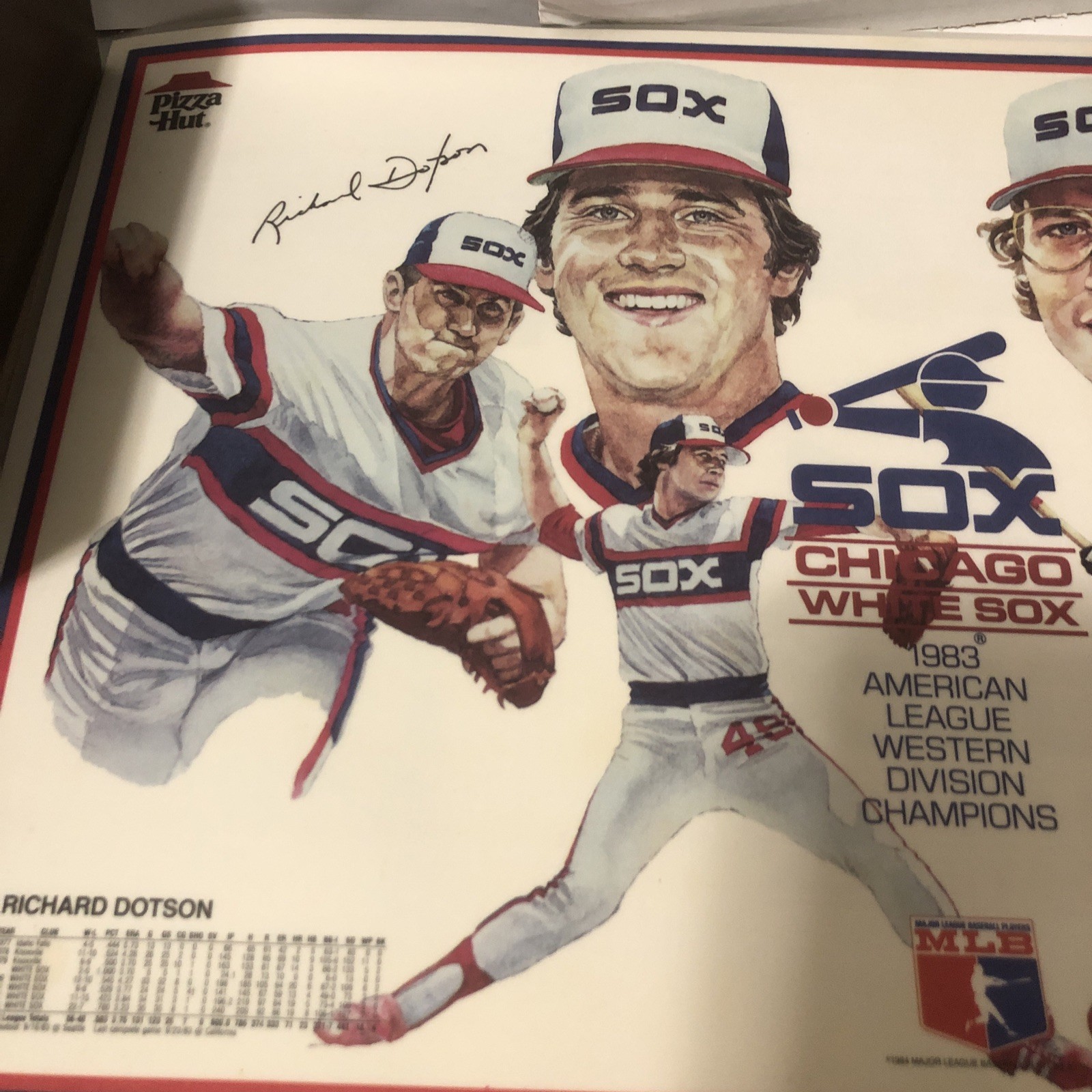 Vintage 1983 Signed (facsimile) Chicago White Sox Pizza Hut placemats. Lot Of 4