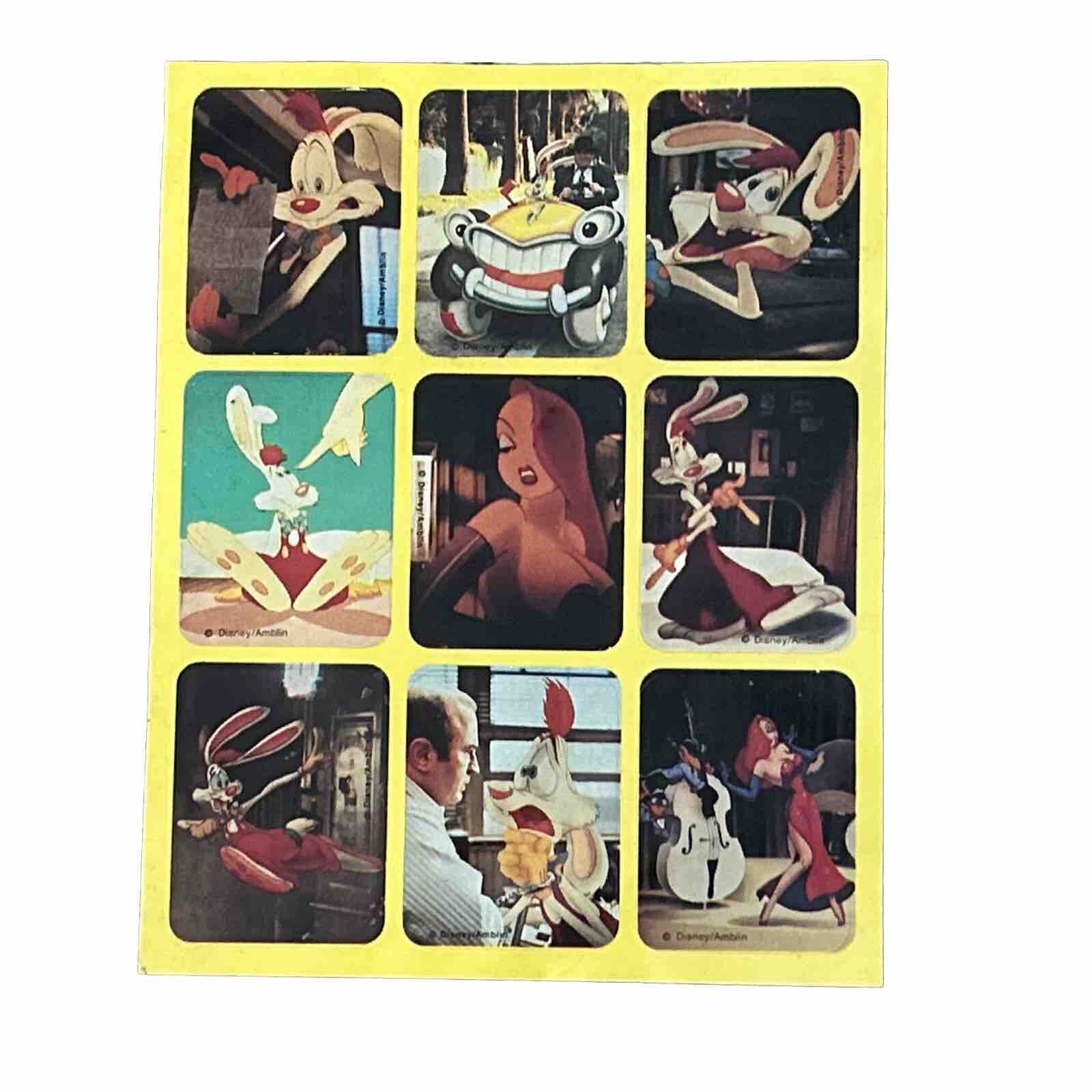 VTG 80s Sticker Sheet DISNEY AMBLIN Who Framed Roger Rabbit 1988 Cartoon Movie