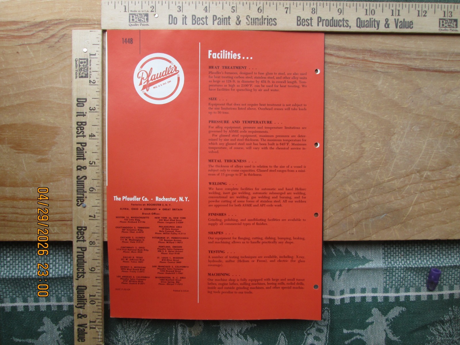Buyers Guide to PFAUDLER equipment and services brochure 1953