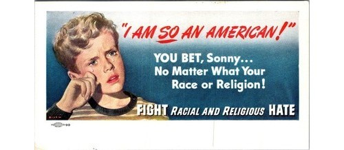 1940s Americana Ink Blotter: I AM SO AN AMERICAN! Anti-Hate WWII Patriotic