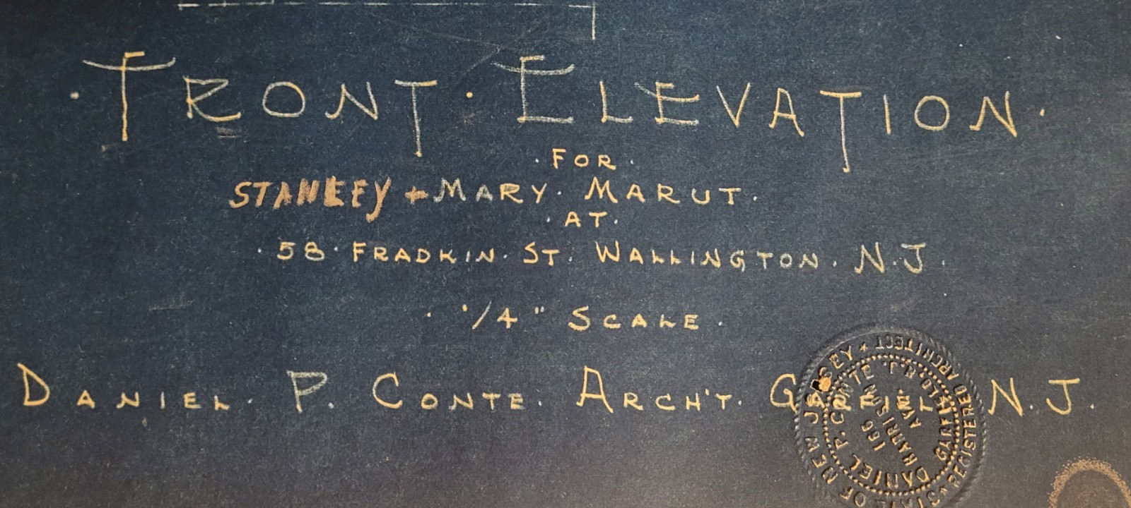 1960s ARCHITECTURAL BLUEPRINTS by Daniel P. Conte, New Jersey Complete Set Of 5