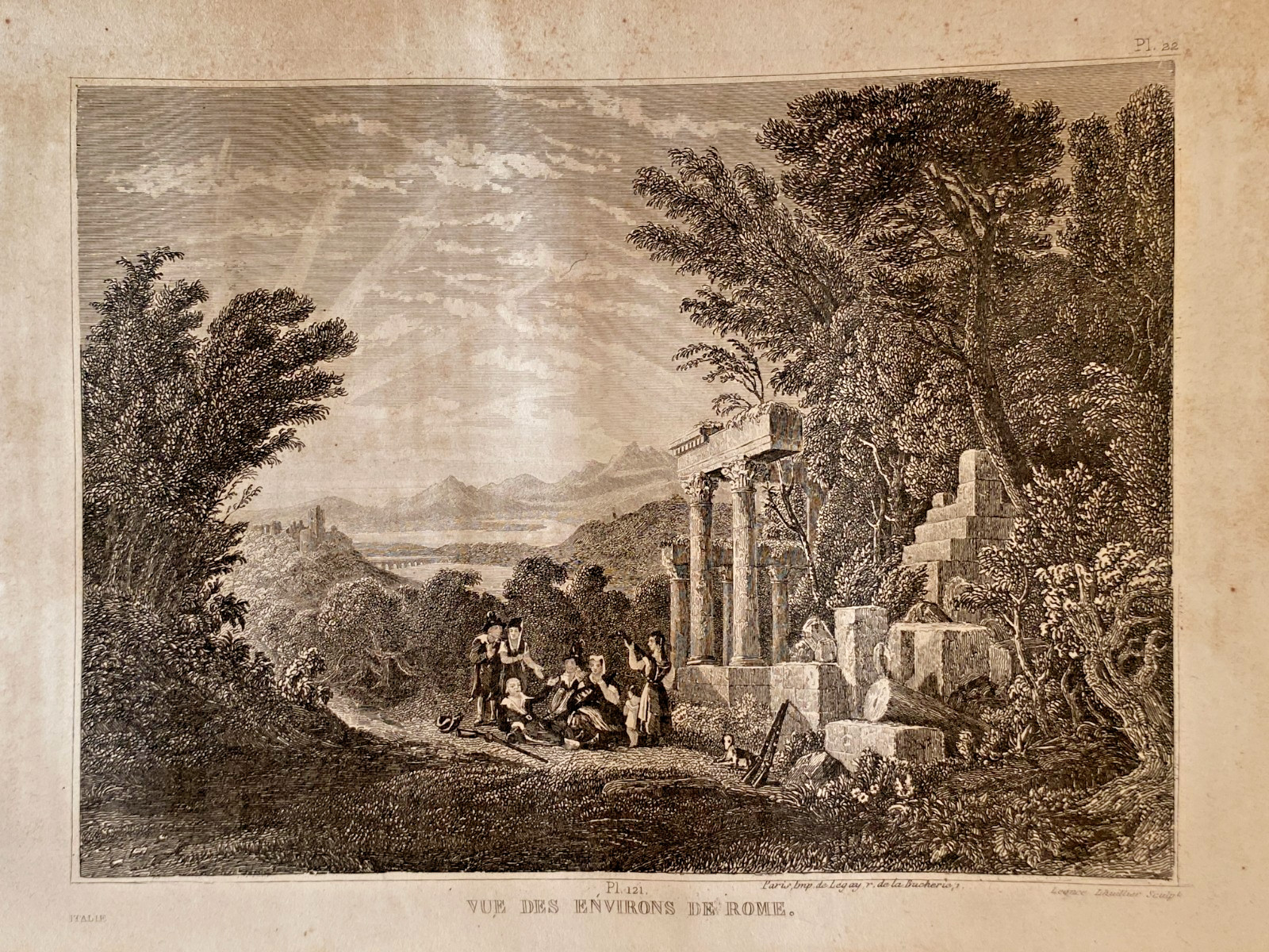 Engraving Italy ” View Of The Surroundings Of Rome “