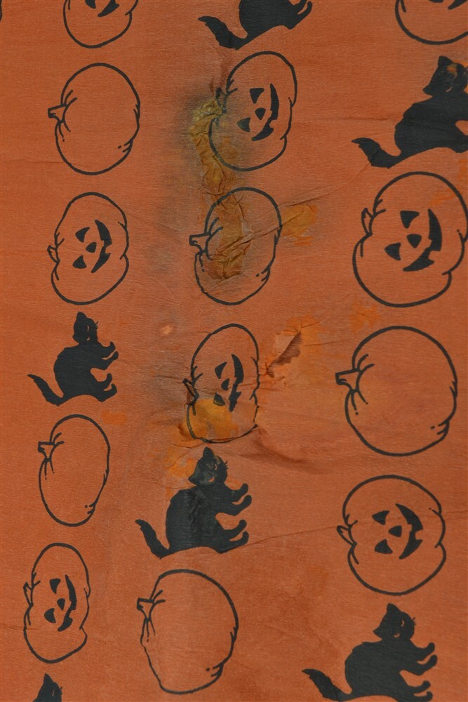antique crepe paper halloween orange black cat pumpkins 20×72/14×26 original