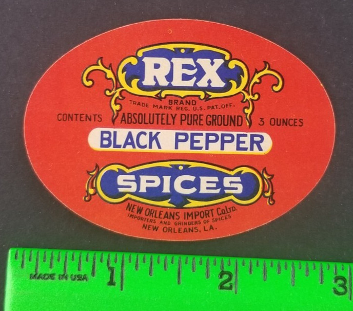 Vintage Rex Food Black Pepper Spices Label Card