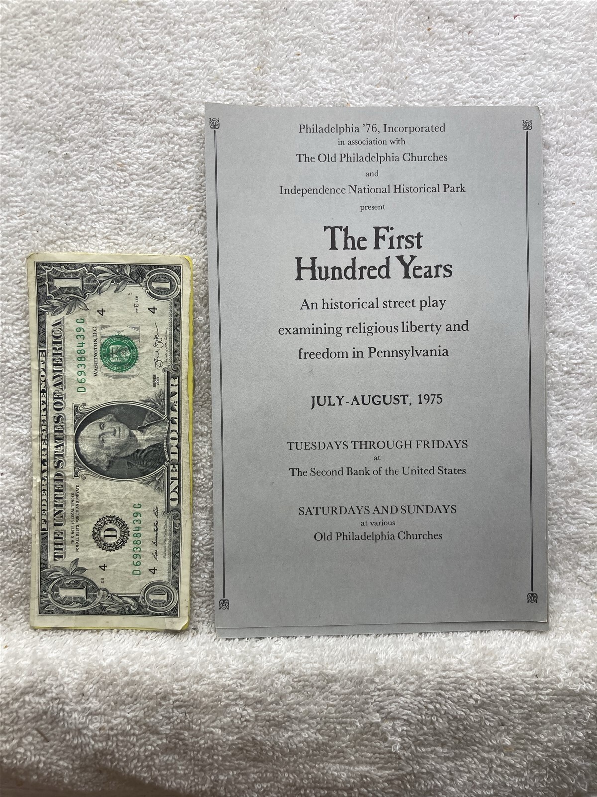 1975 The First Hundred Years Philadelphia Street Play Programs 1776 Vtg