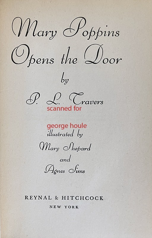 MARY POPPINS OPENS THE DOOR – P. L. TRAVERS – 1ST EDITION – 1943 – FLYING NUM