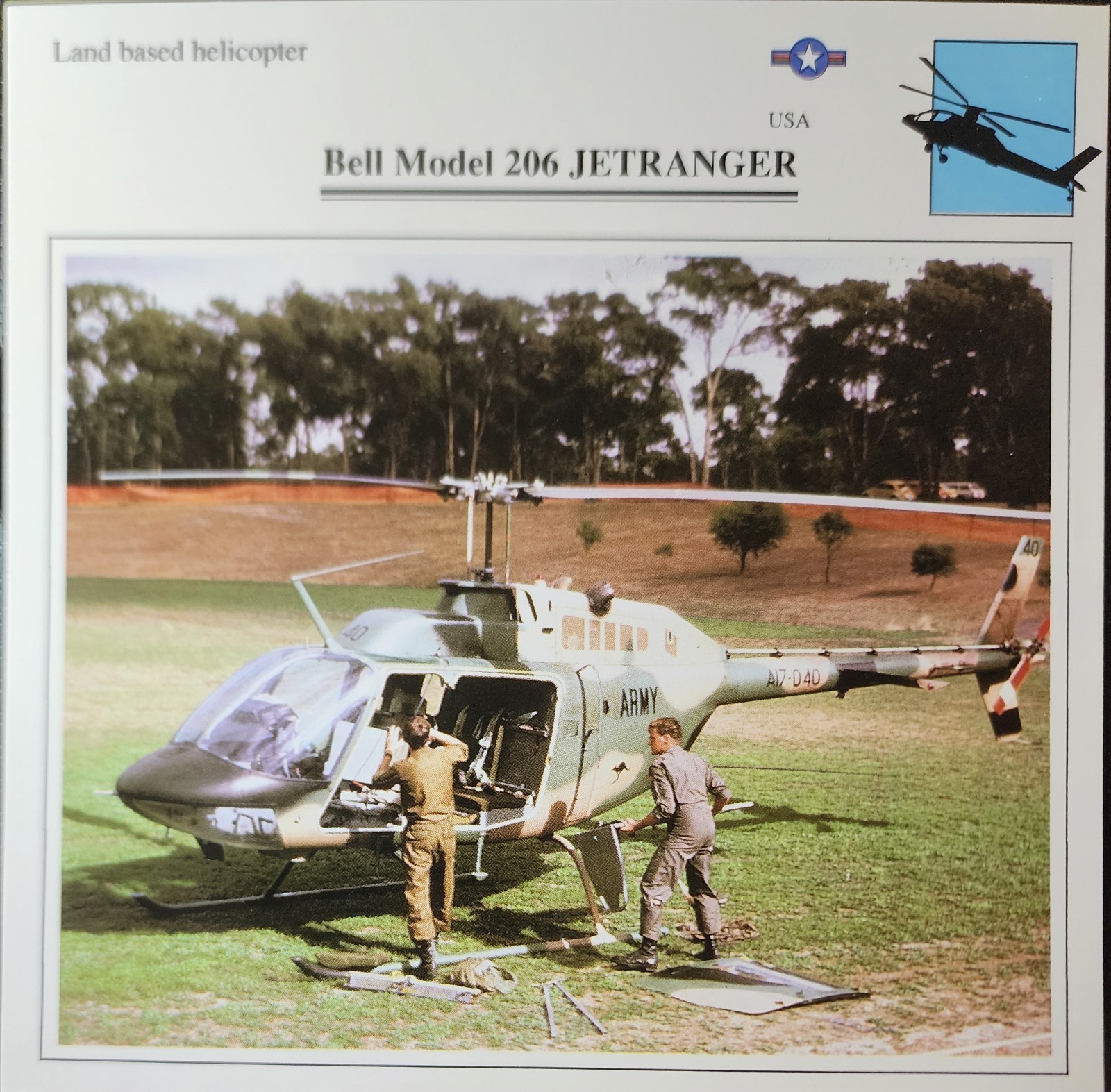 Bell 206 Jet Ranger Jet Ranger Helicopter Picture Original Vtg Collector Card